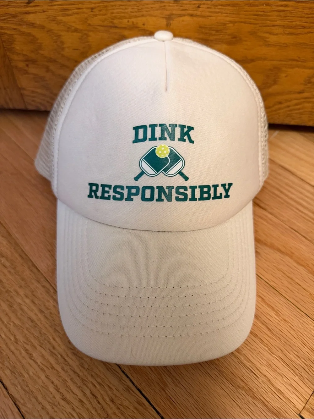 White 'Dink Responsibly' Pickle Ball Mesh Back Cap